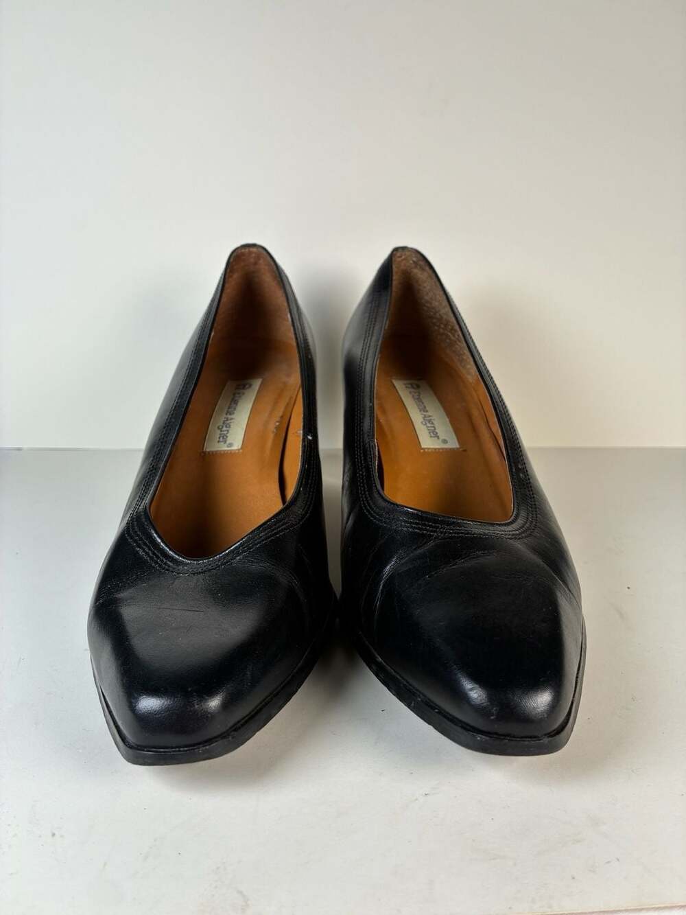 Etienne Aigner Black Leather Classic Minimalist Pointed Toe Heels Size 8.5 M - Picture 6 of 9